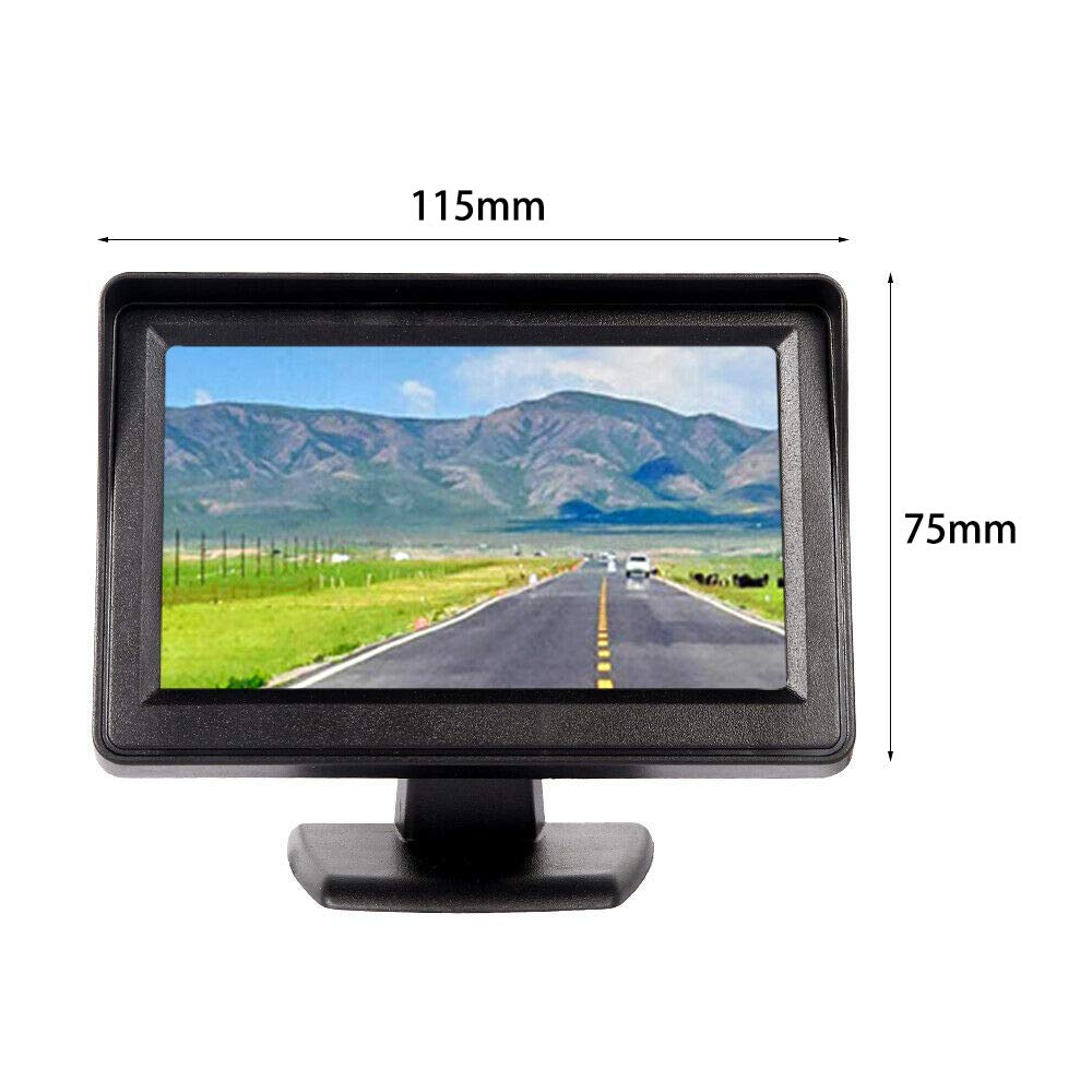 4,3 Pouces HD Écran de Moniteur de recul de Voiture pour remorque 12V-30V | Riloer Moniteur LCD TFT couleur numérique pour remorque de camion d'autobus de voiture pour caméra de recul de stationnement