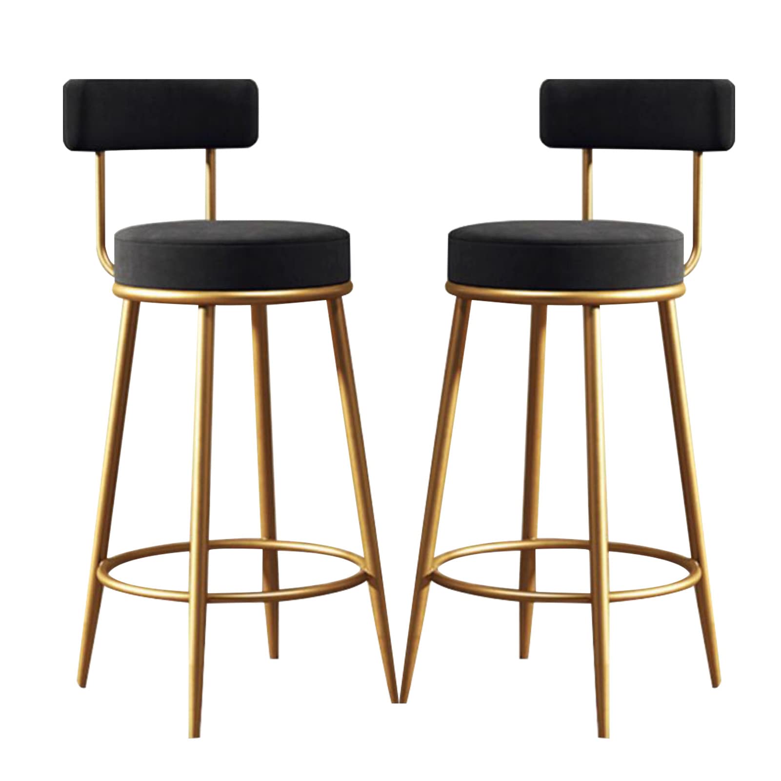 Tabourets de bar en velours noir de 65 cm pour comptoir de cuisine lot de 2