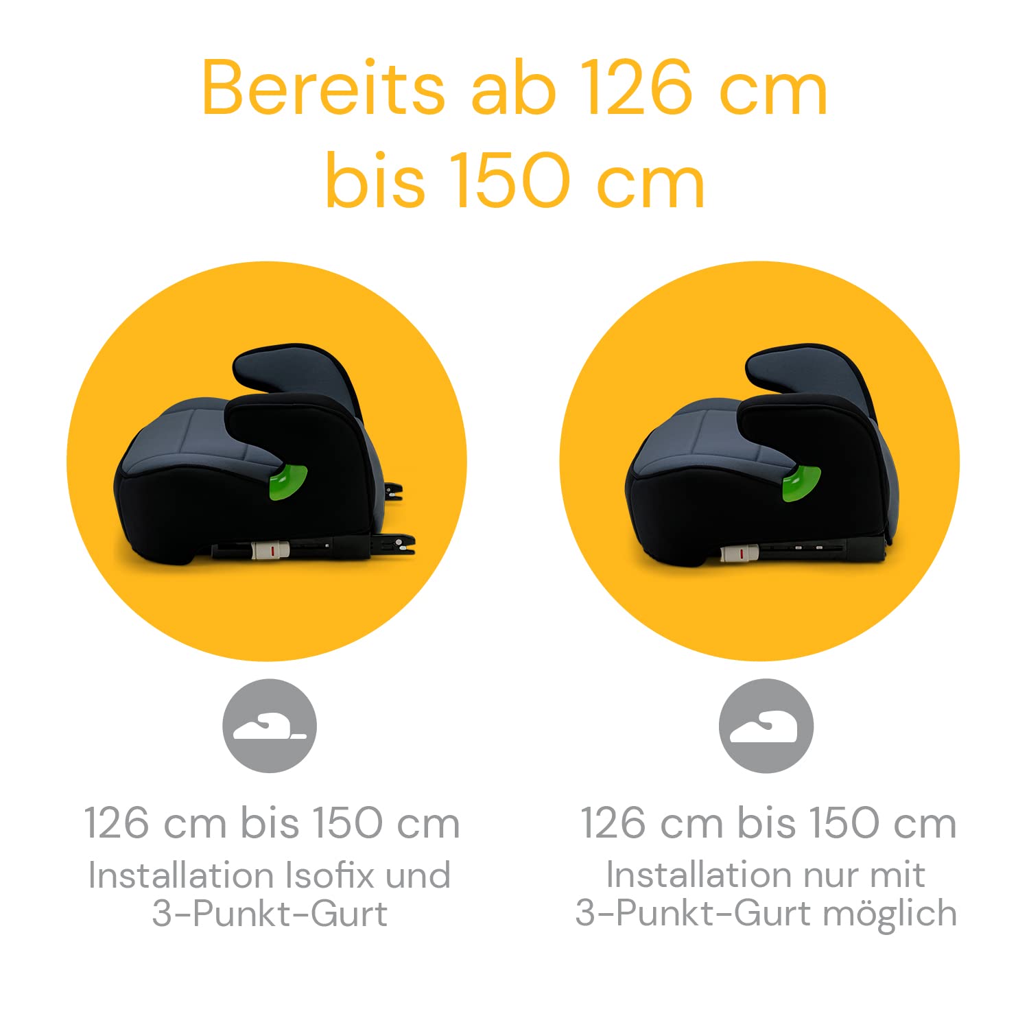 OSANN - Fotelik samochodowy Junior Isofix i-Size Child Booster - 126-150 cm - 7 do 12 lat - Grupa 3 -, Używaj z lub bez Isofix, 3-punktowy pas