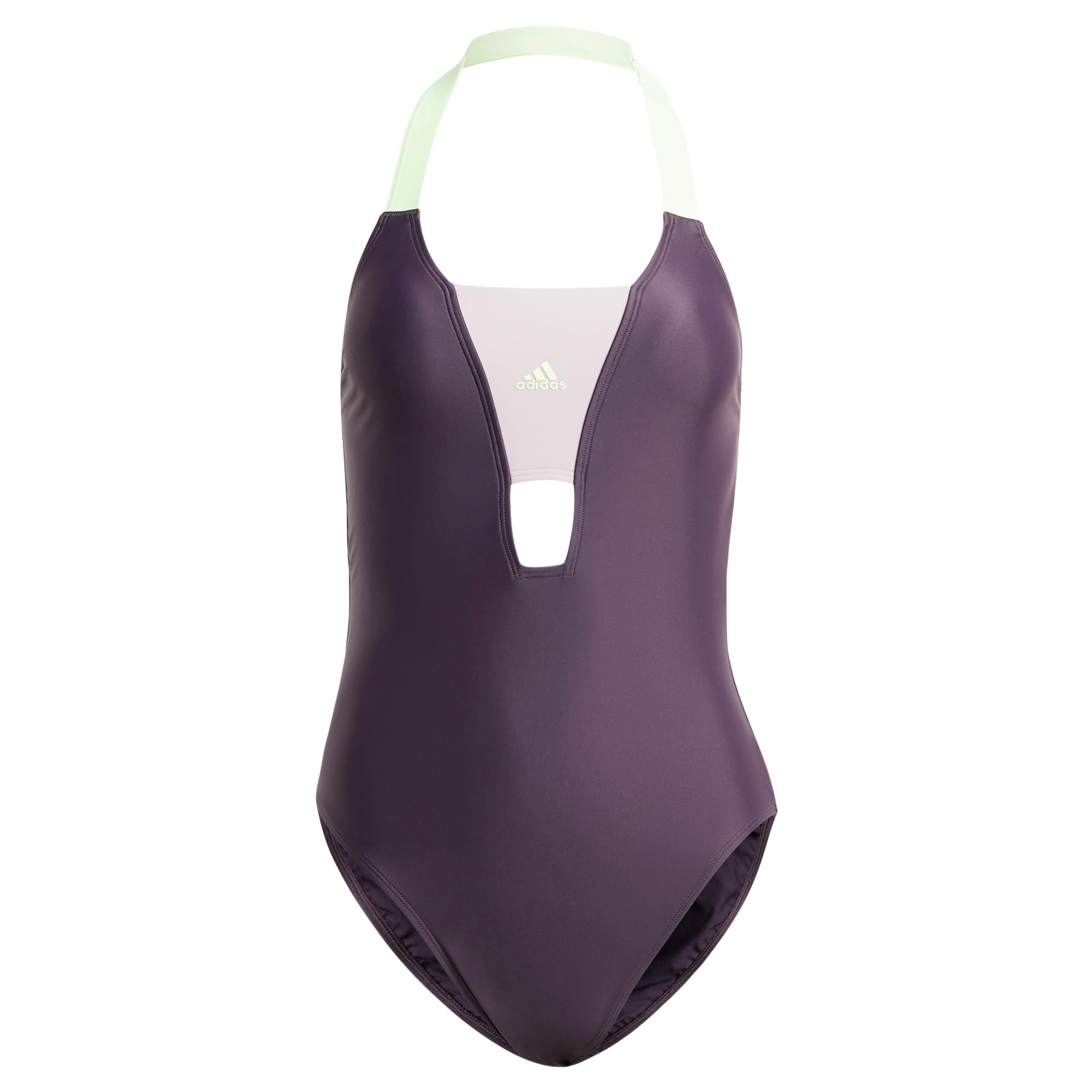 adidas Women's Sportswear Colorblock Swimsuit, Aurora Black/Preloved Fig, 36
