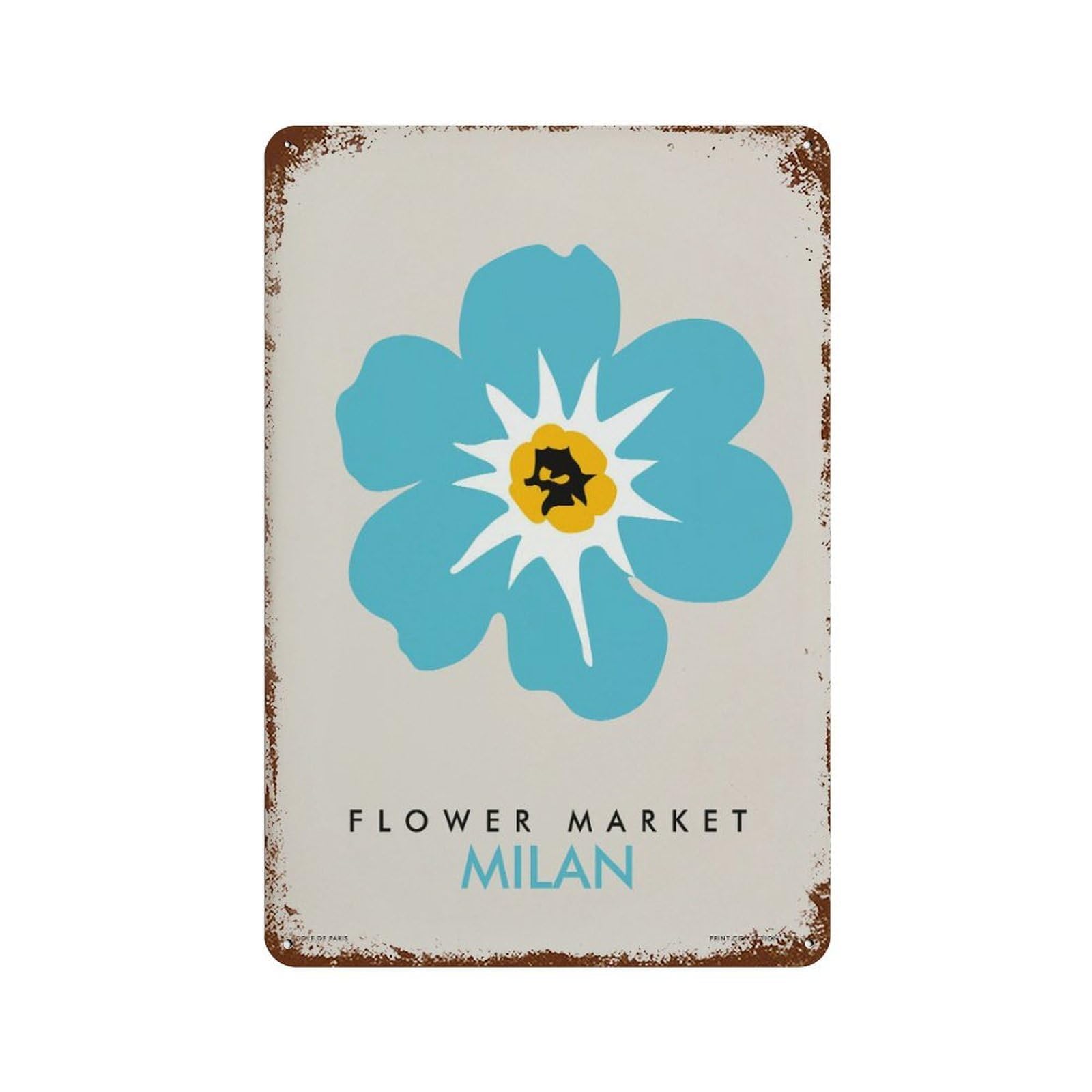 xiaoxiaoshen Milan Flower Market Modern Floral Travel Wall Decor Art Metal Tin Poster Modern Home Decor Art Home Bar Shop Decorations Vintage Sign 30x20cm