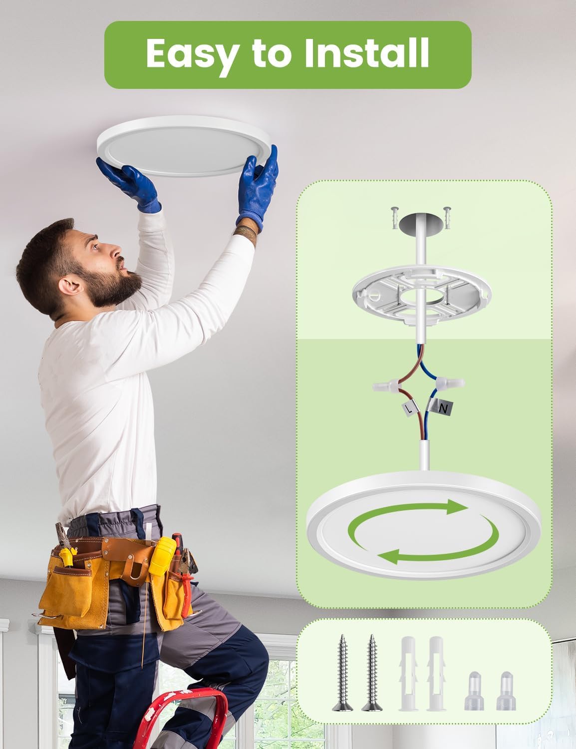 Lampa Sufitowa LED 18W z Czujnikiem Ruchu i Czujnikiem Zmierzchu, 1800 LM Ultracienka Okrągła Lampa Sufitowa Ø23, 3000K/4000K/6500K, do wnętrz, korytarza, schodów, kuchni, garażu