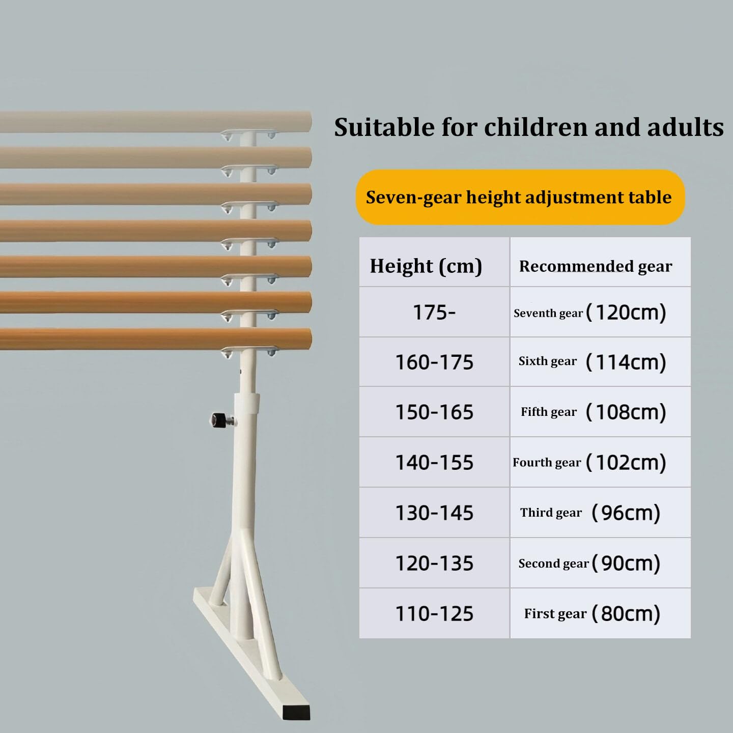 Generico Freestanding Legno Ballet Barre Bar Portatile Resistente Bar Danza