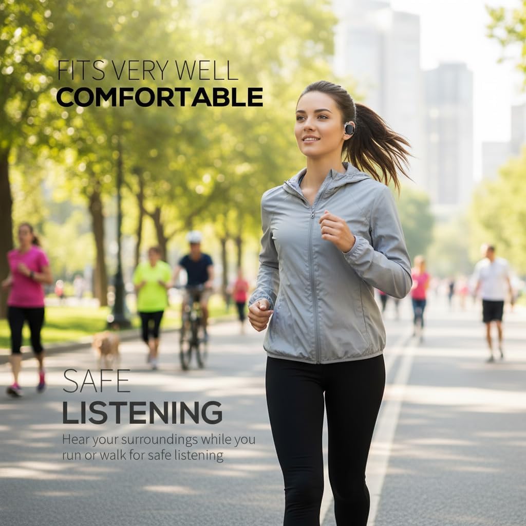 Wireless Open Ear Headphones with Ear Hook, Bluetooth 5.4, Dual Device Simultaneous Connection, Clip-On Design, Lightweight Earbuds for Sports, Running, Gym