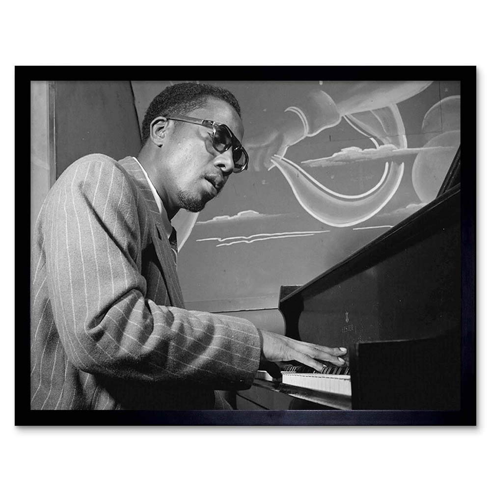 Wee Blue Coo Vintage Portrait Jazz Legend Thelonious Monk Piano Art Print Framed Poster Wall Decor 12X16 Inch