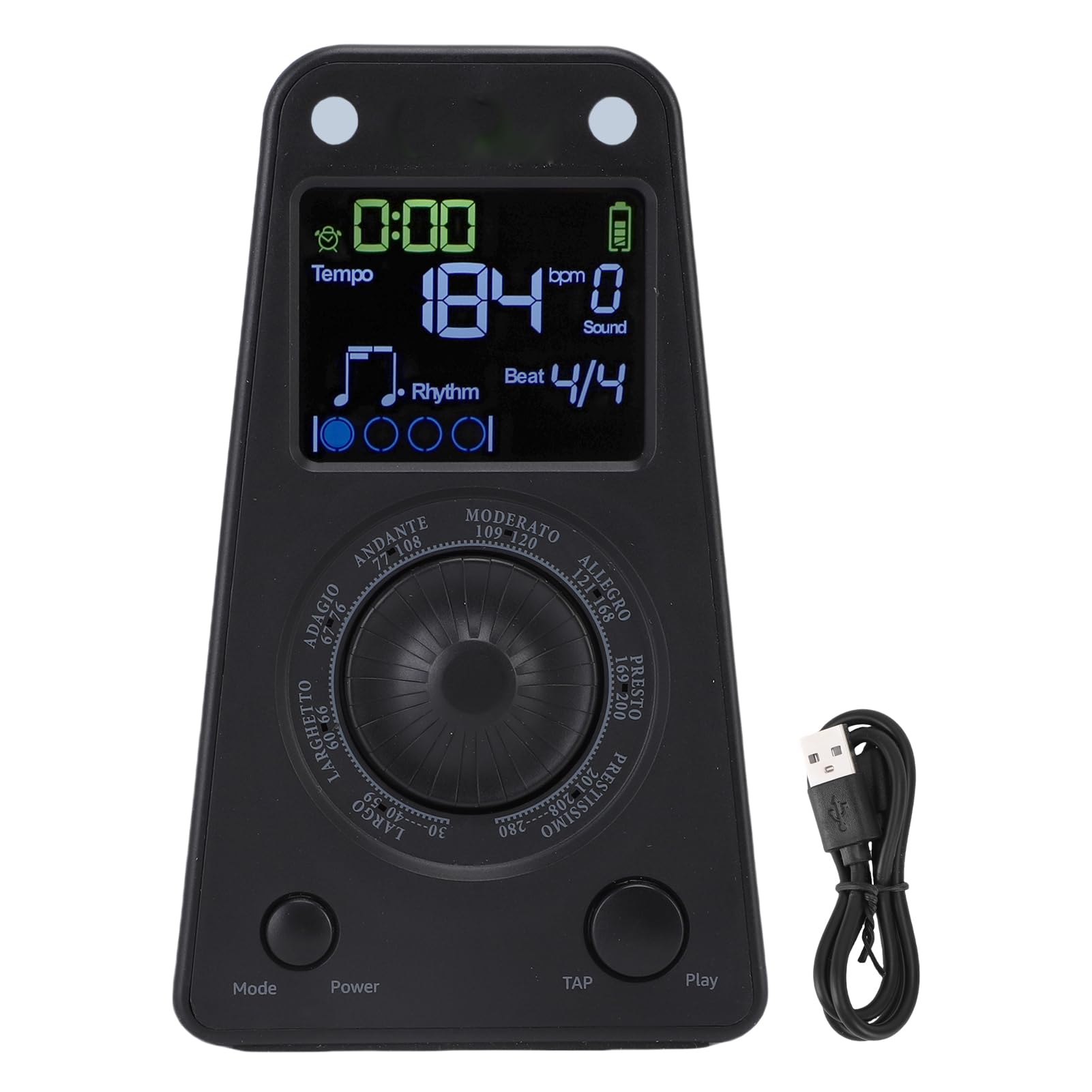 Generic Métronome Numérique Portable, Haut-parleur BT, fonctionnalité pour Piano Guzheng, qualité Sonore Claire, Batterie 1100mAh (BLACK)