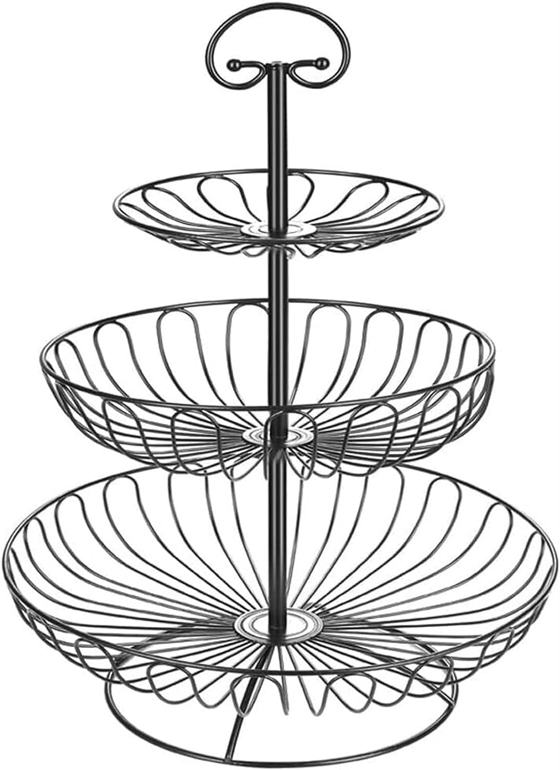 Mnuvxzaewf Svart Kitchen Countertop Fruit Rack-3 Tier Basket Bowl Stand For(Svart)