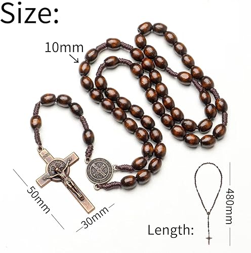 Miniatura 10 de KUXBET Crucifijo de madera con soporte desmontable de 10 pulgadas de pie católica de madera católica Jesucristo colgante de pared para decoración