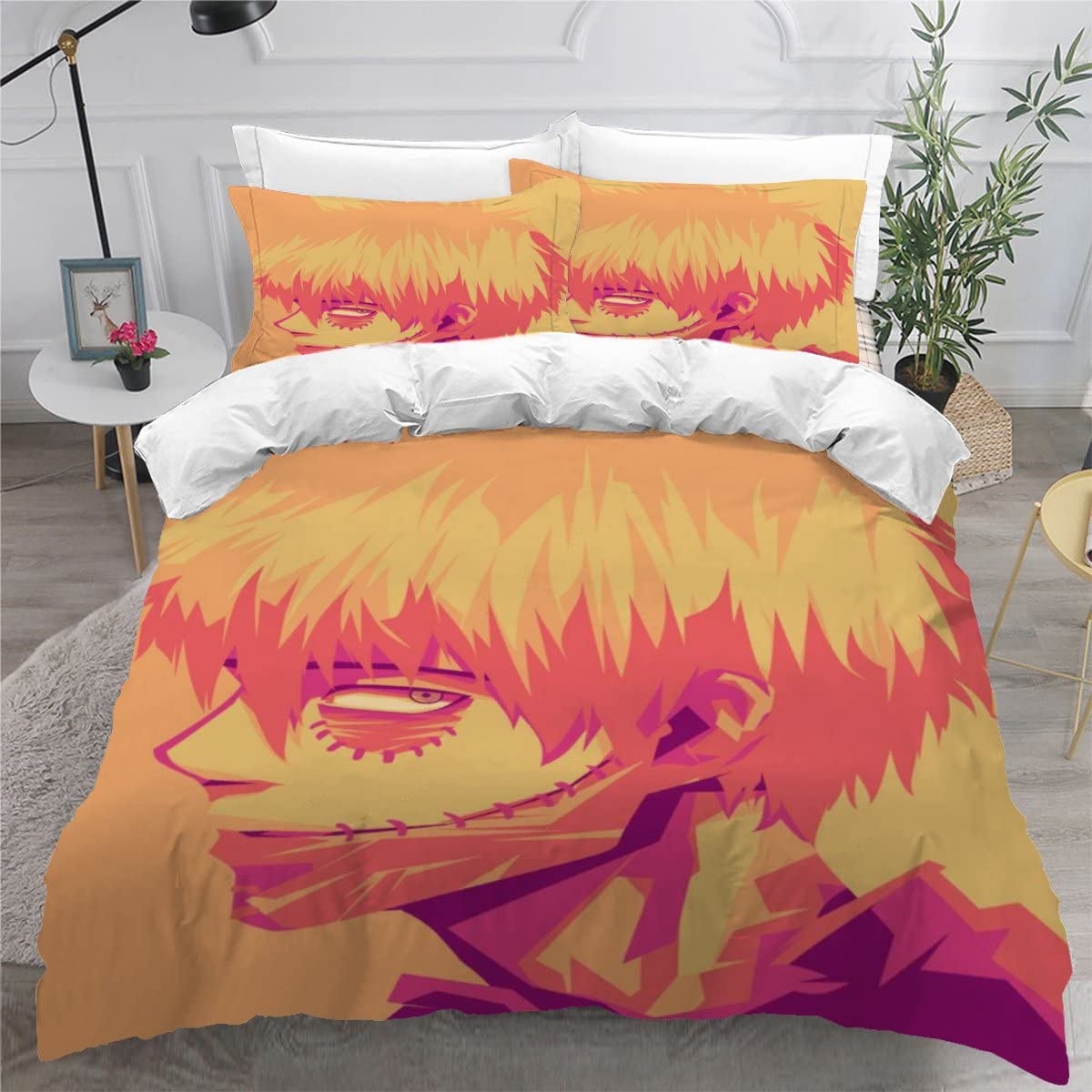 Housse de couette 140x200 enfant impression 3D motif art vintage en microfibre avec taies d'oreiller