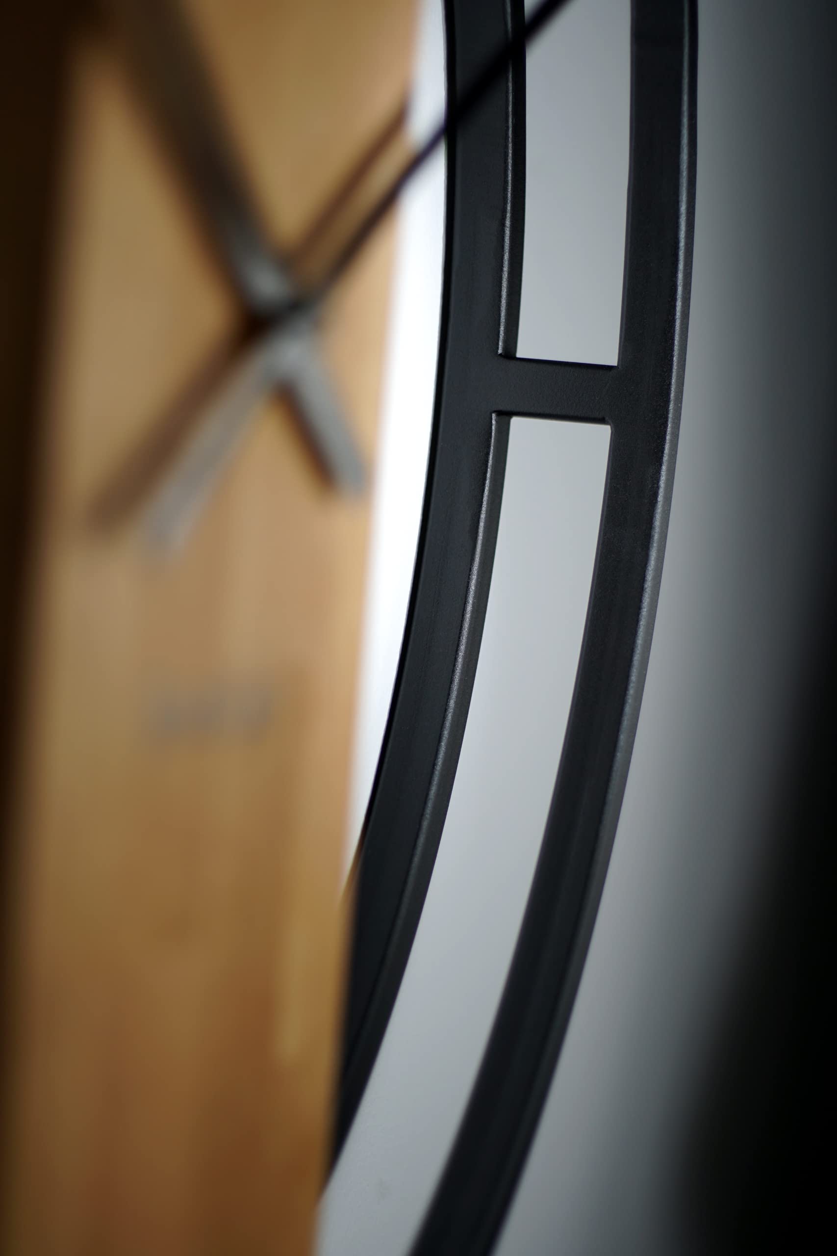 FLEXISTYLE Reloj de Pared Grande sin Ruido de tictac, Ovalado, de Metal, Negro, 3D, XXL, Moderno, de Madera, para baño o Sala de Estar (50 cm de diámetro)