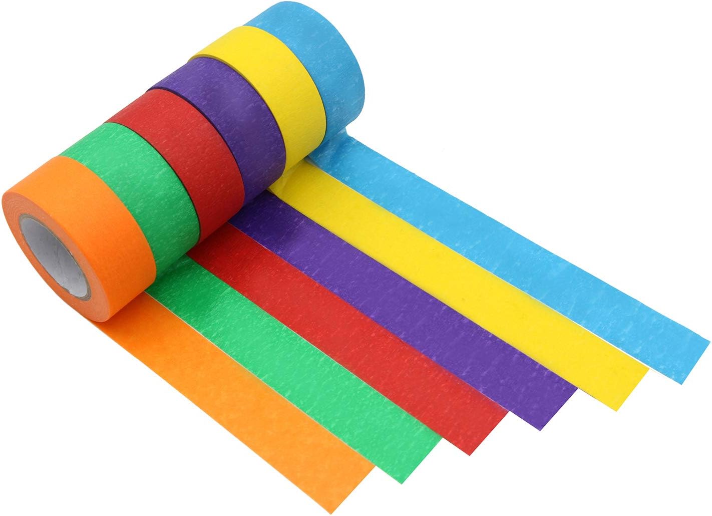 Colored Masking Tape, 6 Pieces 1 Inch x 13 Yard Rainbow Masking Tape Labelling Tape, Assorted Color Coded & Kids DIY Art Supplies, Home Decoration, Office Supplies