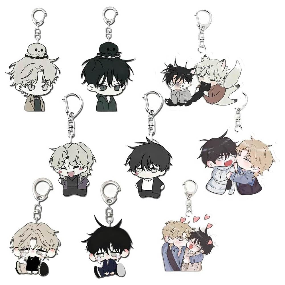 JUSONGKWCP Low TideTwilights Keychain Anime Figure Cosplay Keyring Pendant Low TideTwilights Acryl Chain Decor Pack of 9