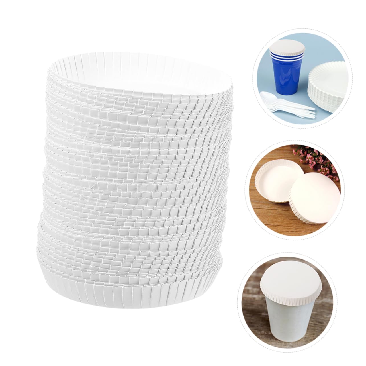 Cabilock 100 Pièces Couvercle de gobelet en papier jetable Accessoires pour boissons en buvant chaudes couvre-gobelets couvercles de gobelets en papier blanche