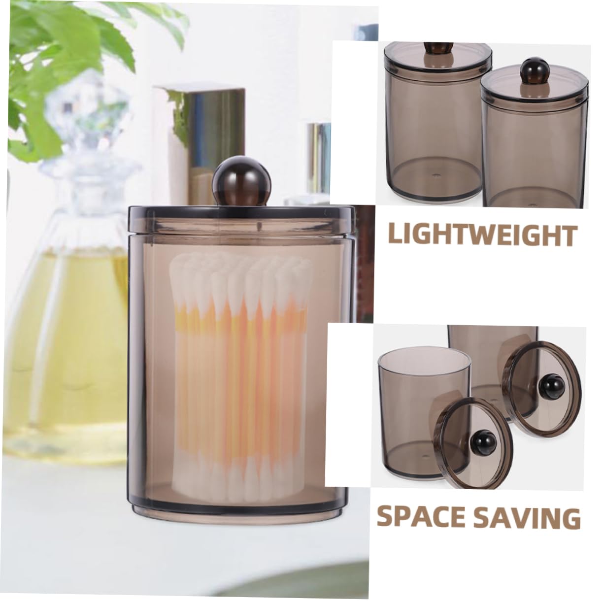 9stücke Teiliges Baumwollstäbchen-behälter Mit Deckel Organizer Für Wattebällchen Und Wattepads Für Badezimmer Und Schlafzimmer Transparent Elegantes Design Zur Praktischen