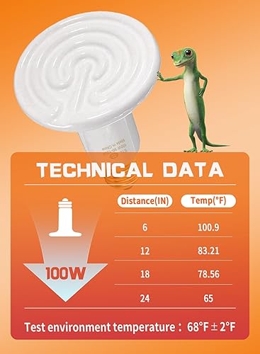 Miniatura 3 de WUHOSTAM - Lámparas térmicas de cerámica de 100 W (paquete de 2), lámpara emisora de calor con bombilla infrarroja blanca, para mascotas, corrales,