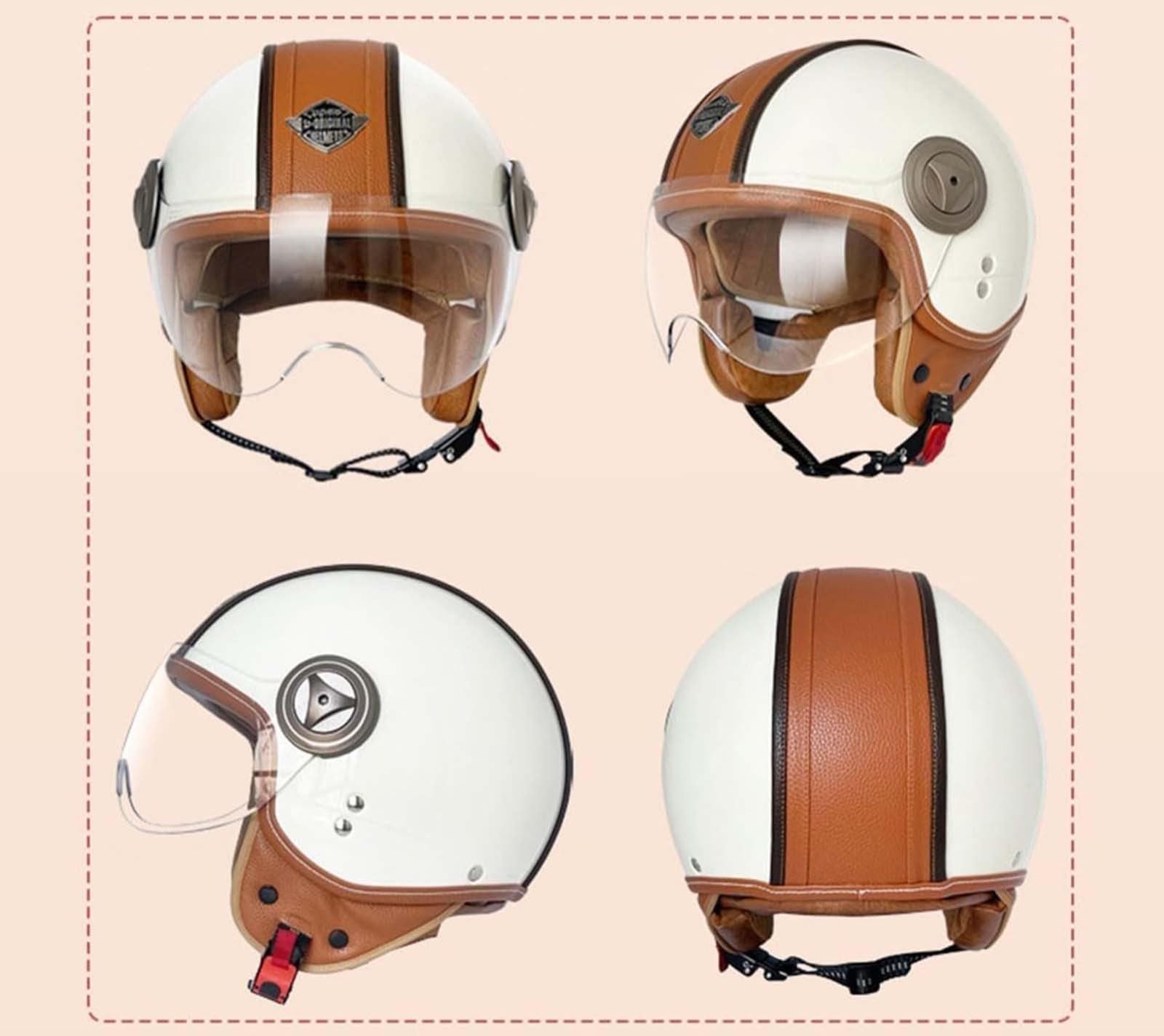 Kask motocyklowy Bluetooth na twarz kask motocyklowy skuter ECE certyfikowany retro motocykl kask motorowerowy dla dorosłych z osłoną przeciwsłoneczną dla mężczyzn i kobiet