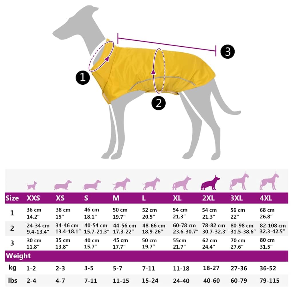 Impermeabile per cani, giallo, 2XL, in poliestere con strisce riflettenti, abbigliamento impermeabile per cani per autunno e inverno, chiusura in , traspirante, protezione per esterni