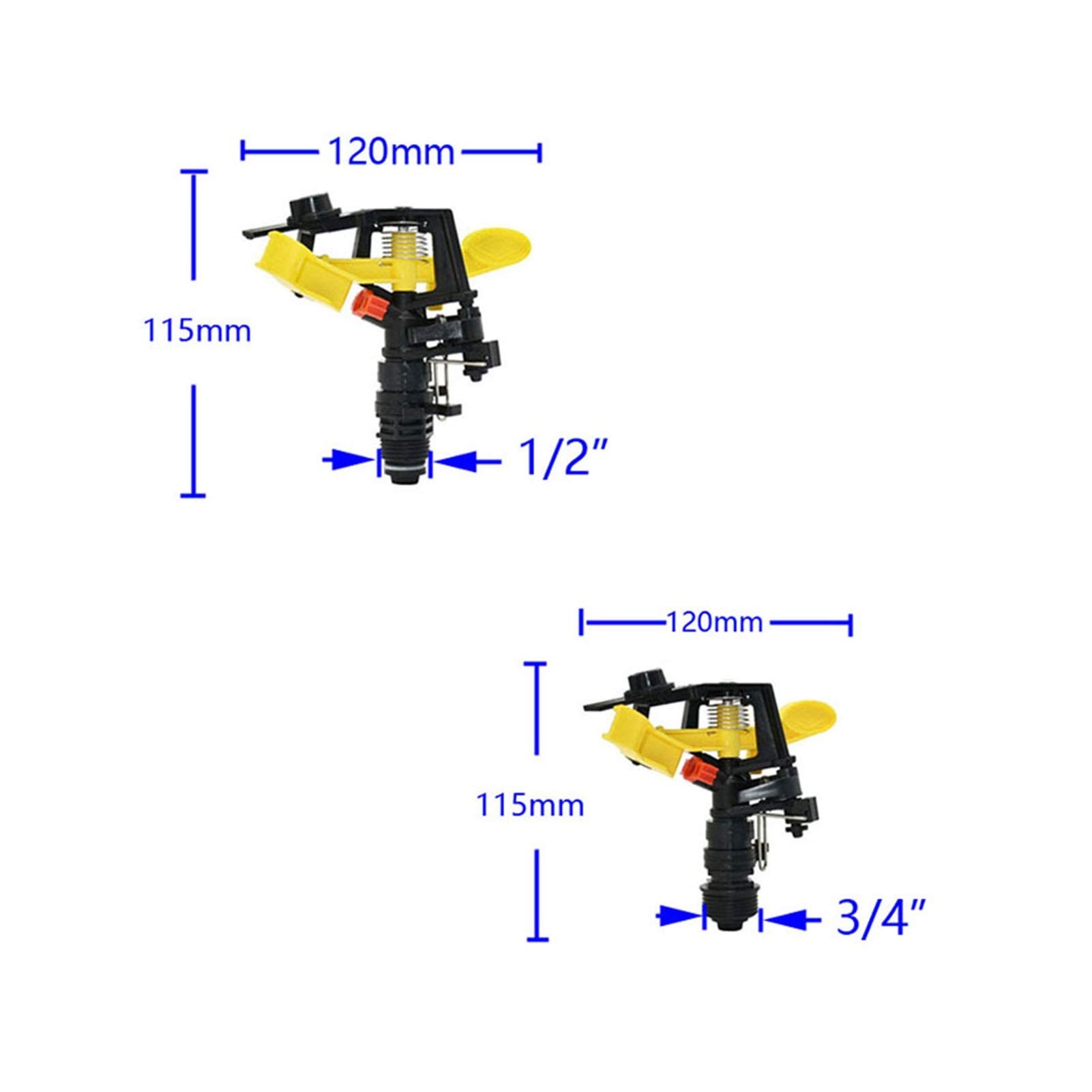 Annaffiatura del giardino irrigazione del prato in 1/2 "3/4" Thread esterno REGOLABILE REGOLABILE REGOLABILE ROTANTE ROTATITO ROCKER ARM Sprinkler 360 gradi Spruzzatore rotante for annaffiato 11