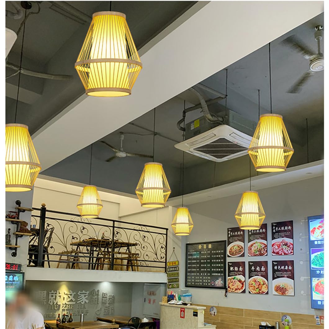 Lampa wisząca z naturalnego bambusa dwuwarstwowa lampa wisząca z drewnianą baldachimem antyczna pojedyncza lampa wisząca lampa sufitowa lampa wisząca