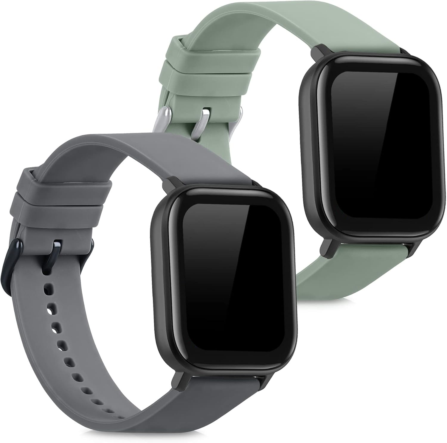 kwmobile Pulsera Compatible con Huami Amazfit GTS/GTS 2 / GTS 2e / GTS 3-2X Correa de TPU para Reloj Inteligente - Gris/Verde grisáceo