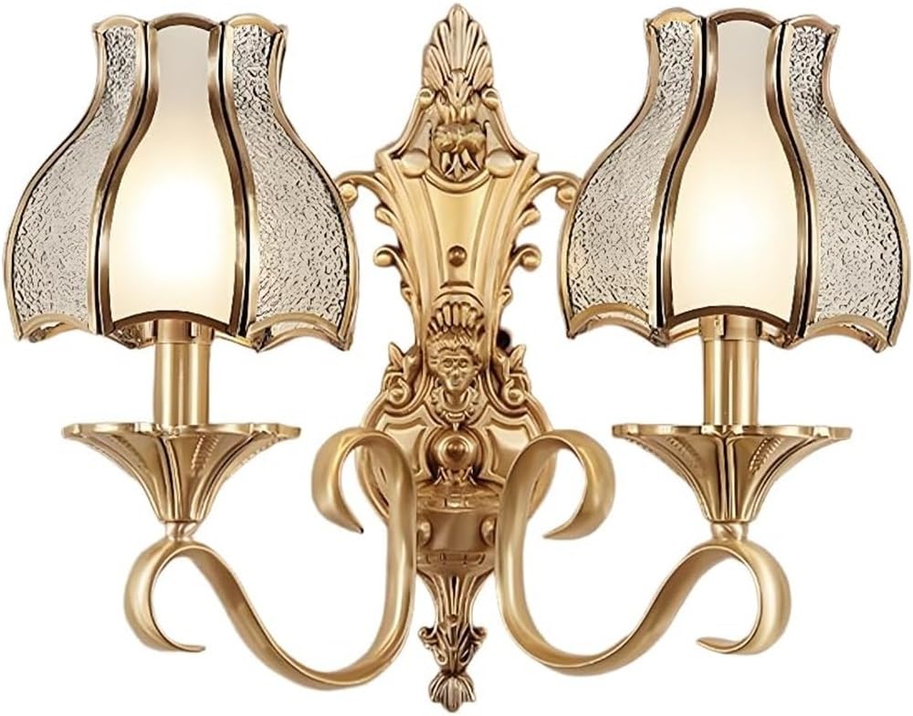 Uopyne B Vintage Antique Rass Wall Sconce Gold Glass Lampshade E14 Socket Edroom Edside Living Room Hallway Retro Ambient Lighting Fixture Warm White Ul Compatible