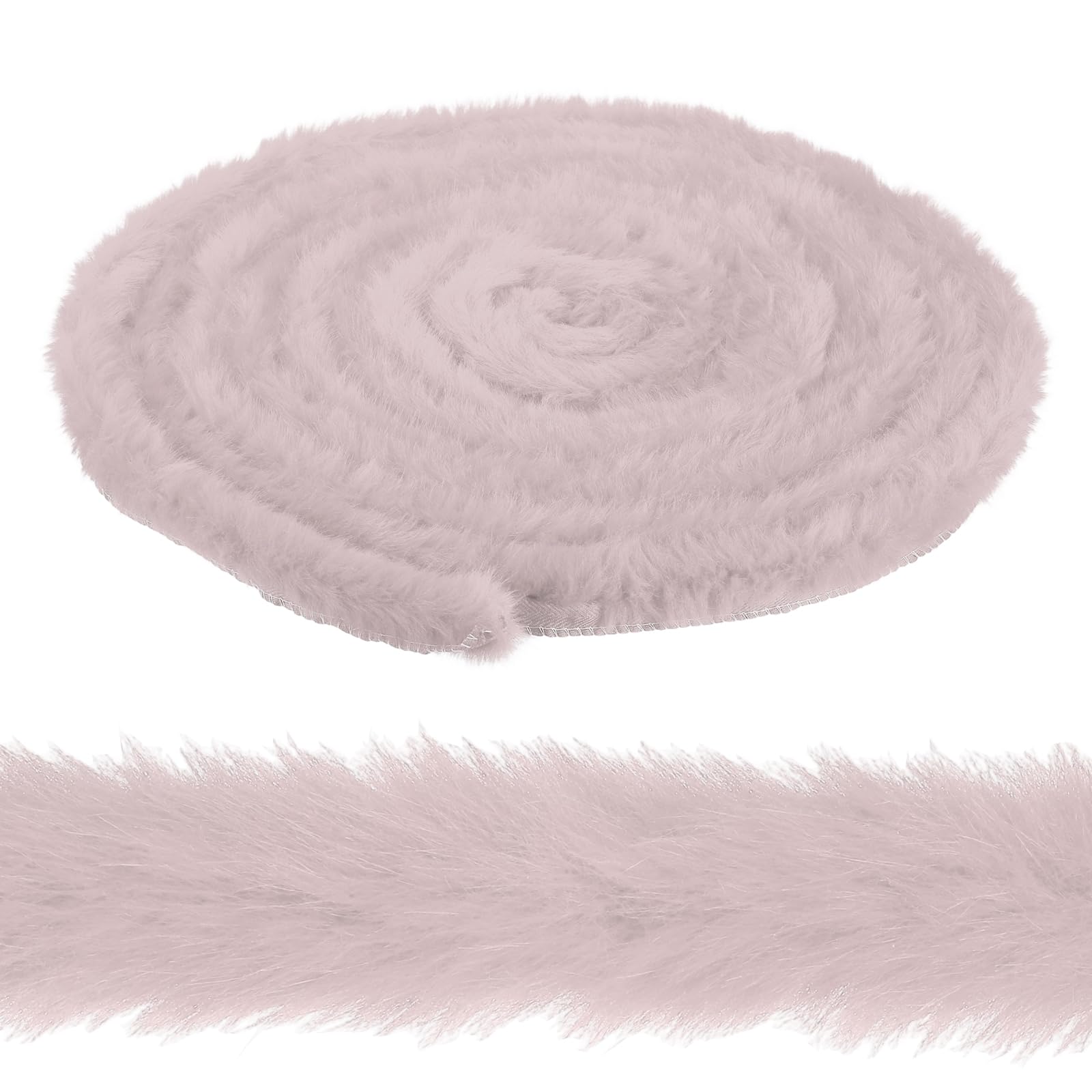 sourcing map 1.2 Inch x 6 Yards Faux Fur Ribbon Trim, Artificial Furry Ribbon Stripe, Craft Fur Trim for Sewing, Christmas Tree, Home Wedding Decoration, Party Supplies, Pale Pink