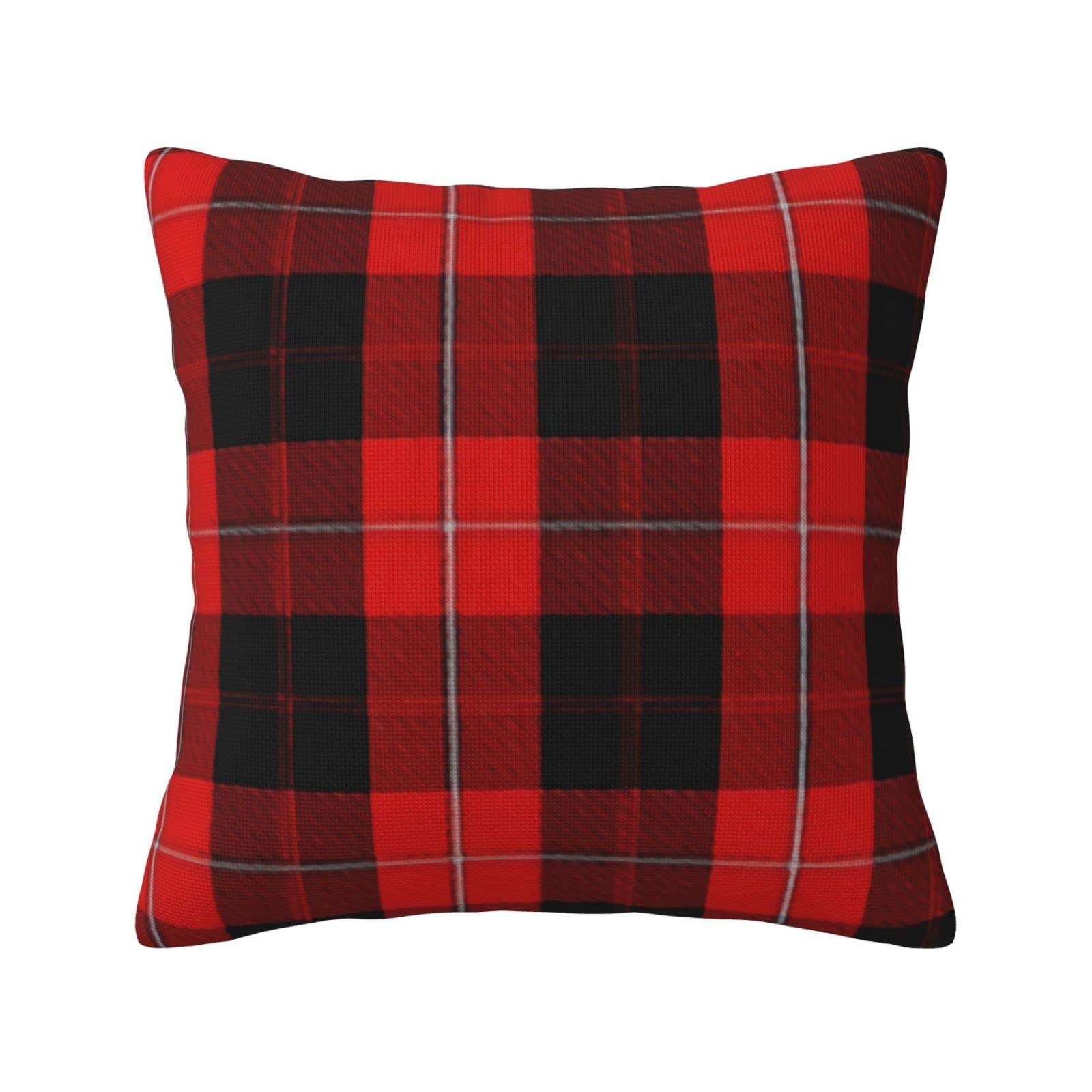 Yingd Red/Black Cushion Cover Cunningham Clan Scottish Style Linen Pillowcase And 45 X 45Cm