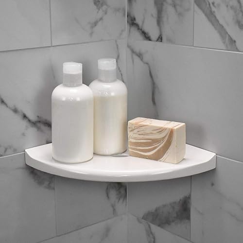 Miniatura 6 de Questech Estante de ducha de esquina de 8 pulgadas y jabonera de 5 pulgadas, con tapa metro, para nueva construcción, blanco pulido