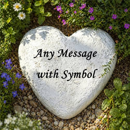Personalized Decorative Garden Stones Engraved with Any Message and Pattern, Heart Shaped Gravestones Memorial Rocks for Sympathy Memorial Gifts Bereavement Gifts for Loss of Loved Ones
