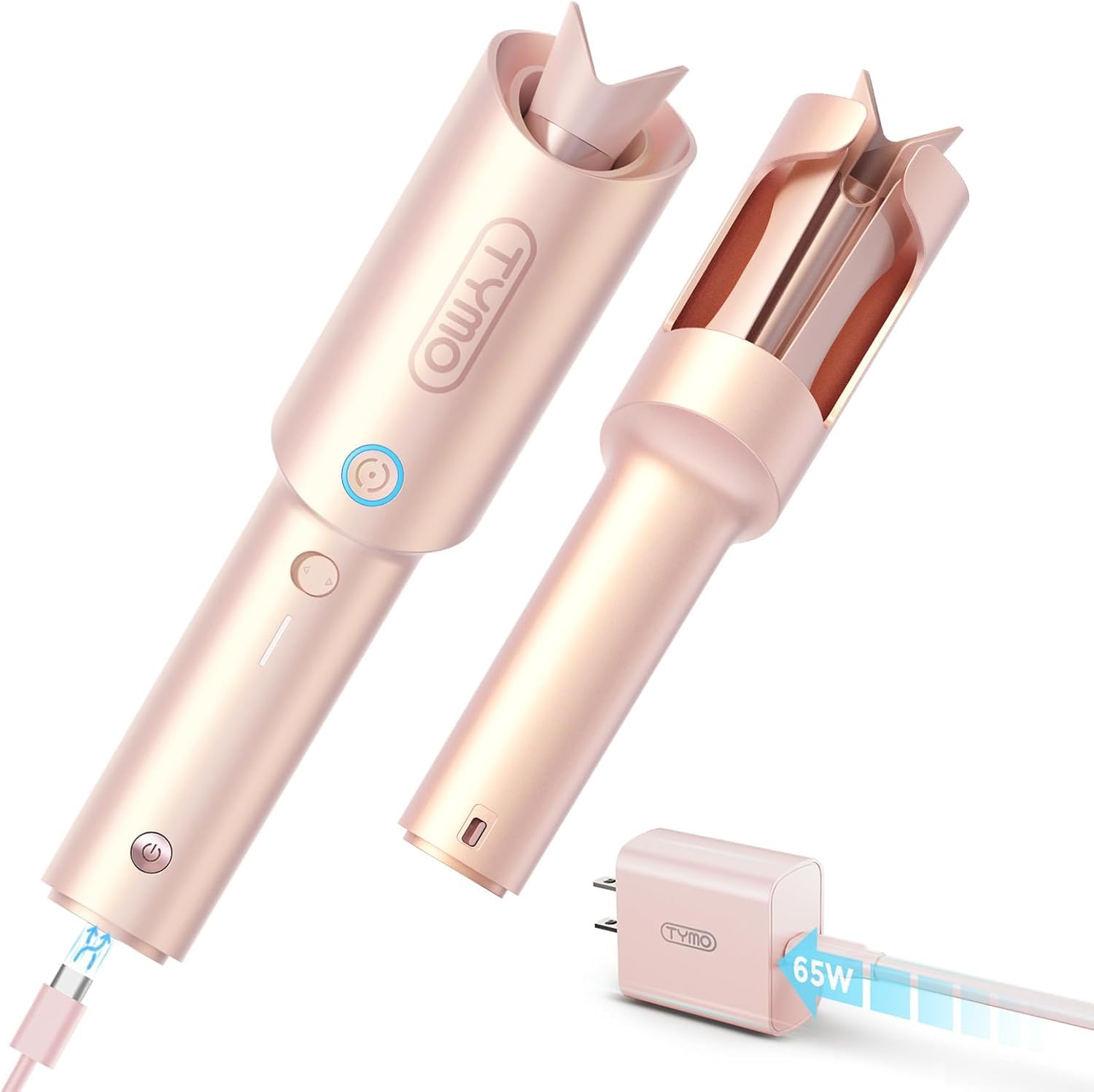 TYMO Rizador de Pelo Automático, TYMO Curlgo Inalámbrico Automático Rizador, Portátil Recargable Tenacillas Pelo 25mm, 3 Ajustes de Temperatura, Ceramicas con Keratina,Rizador Pelo Ondas Iones