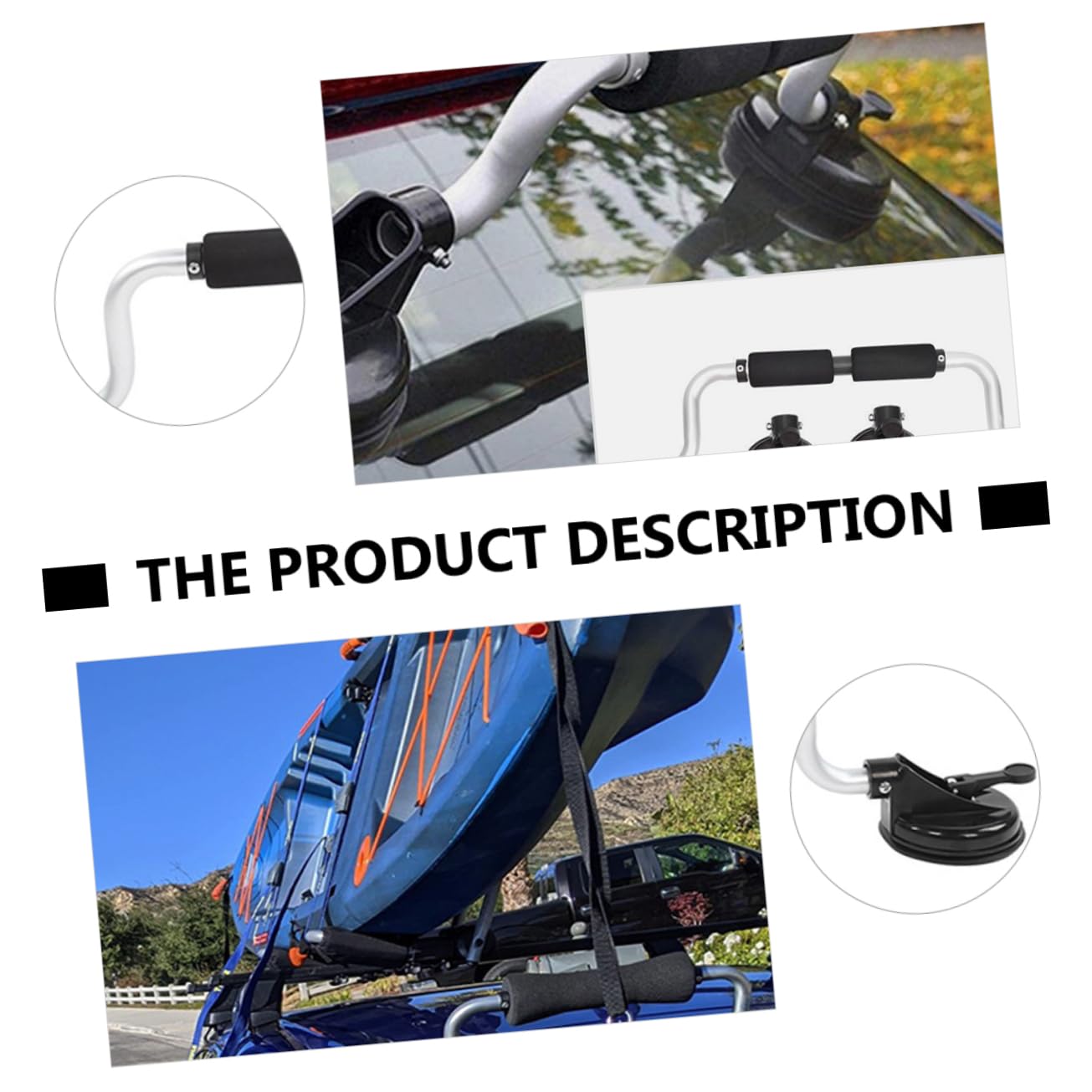 Toyvian Rodillo para Kayak y Canoa de Aleación de Aluminio con Ventosa, Soporte Resistente con Espuma Protectora y Capacidad Máxima de 40kg para Techo de Coche