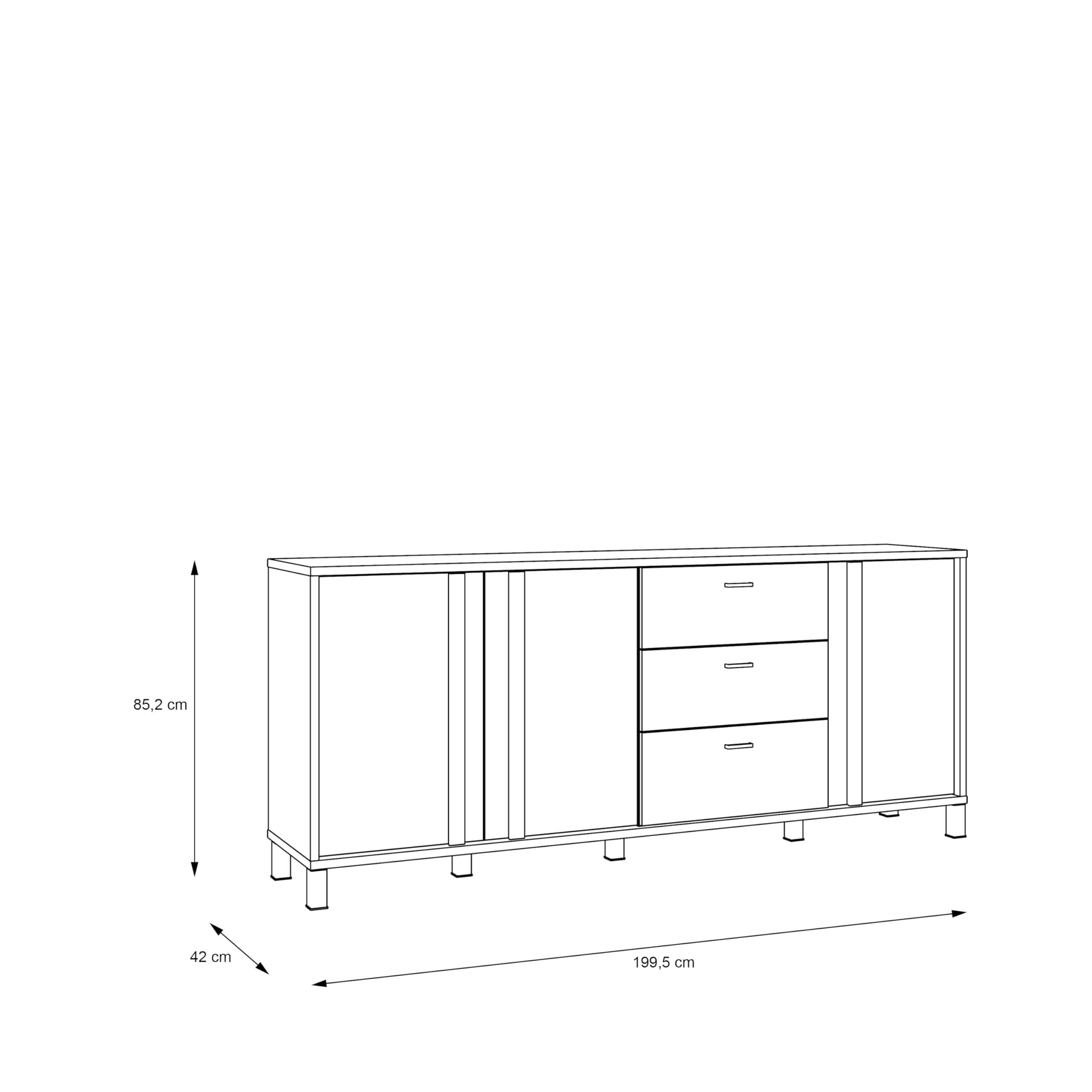 Forte Möbel Cassettiera, materiale in legno, do uzupełnienia, larghezza x altezza 199,5 x profondità 85,2 x 42 cm