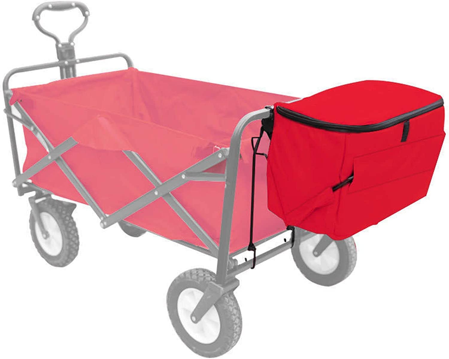 Cooler Bag, Insulated Picnic Bag, Push Pull Folding Wagon Cooler Bag, Thermal Lunch Bag for Camping, Picnic, BBQ, Travelling and Outdoor Activities (Color : Red)