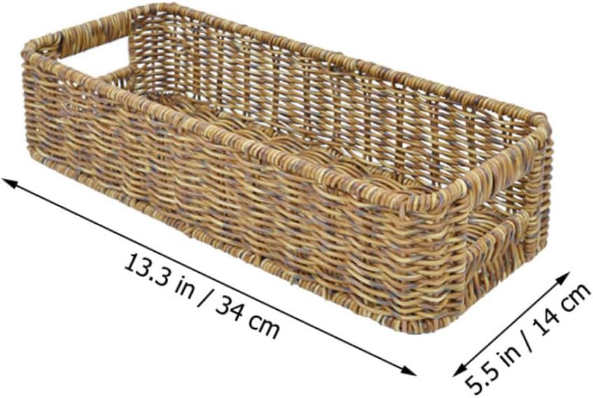 2pcs Capacity Rattan Storage Basket Woven Organizer for Kitchen Bathroom Office Pantry Handcrafted Desktop Storage Containers in Deep