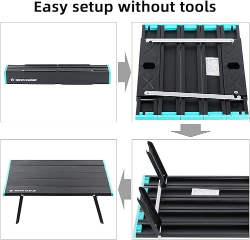 Miniatura 5 de ROCK CLOUD Mesa de playa plegable Mesa de camping portátil de aluminio ultraligera, negra