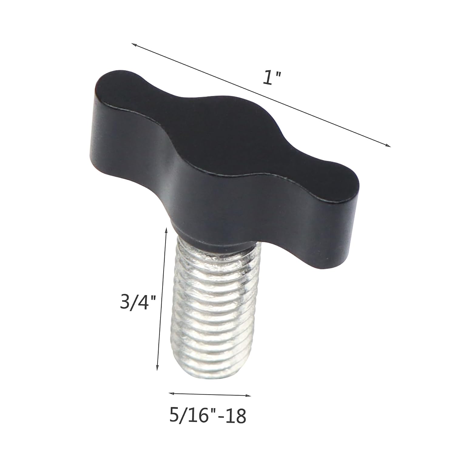 4 Pieces 5/16"-18 x 3/4" Threaded Thumb Screw, Stainless Steel Standard/Coarse Thread with Black Adjustable Tee Wing Aluminum Knob to Remove Replace Hand Clamping Tightening Knobs Power Supply