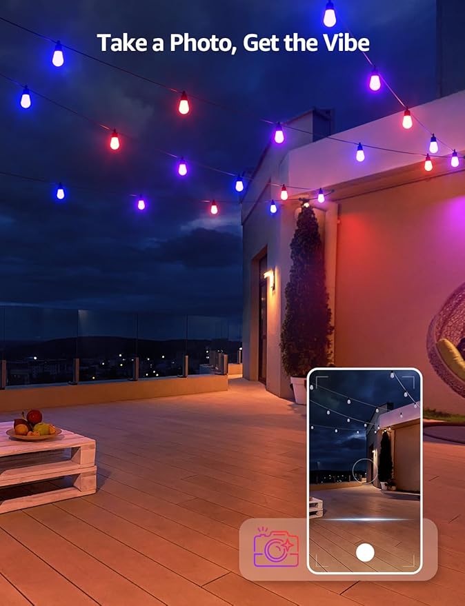 Lepro ZB1 AI Luces Exteriores Inteligentes 100 ft RGB+IC Blanco Cálido 30 Bombillos LED Control App Alexa miniatura 8