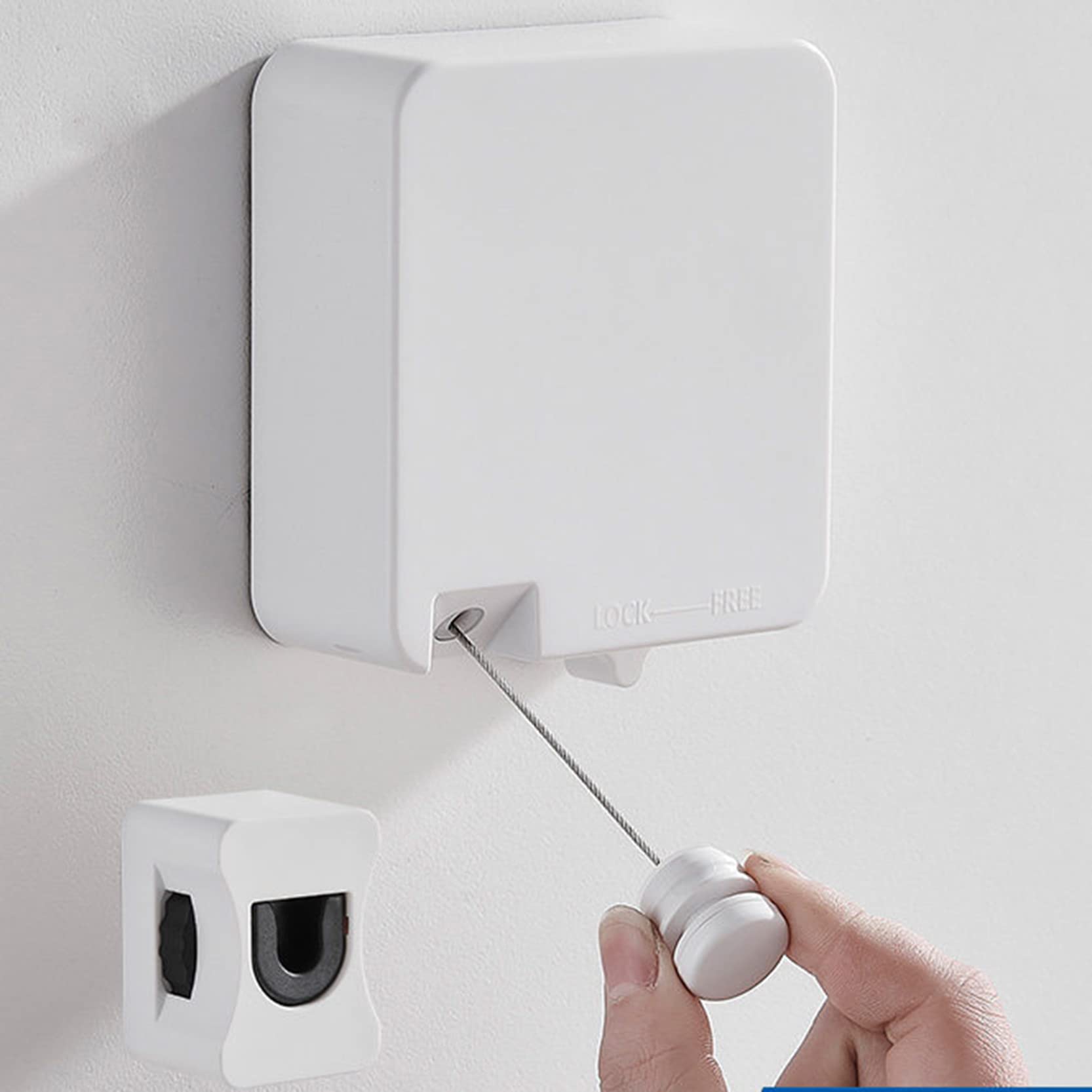 Étendoir à linge rétractable de 6 m, fixation murale, robuste, avec câble métallique en acier inoxydable 304, pour intérieur et extérieur, blanc
