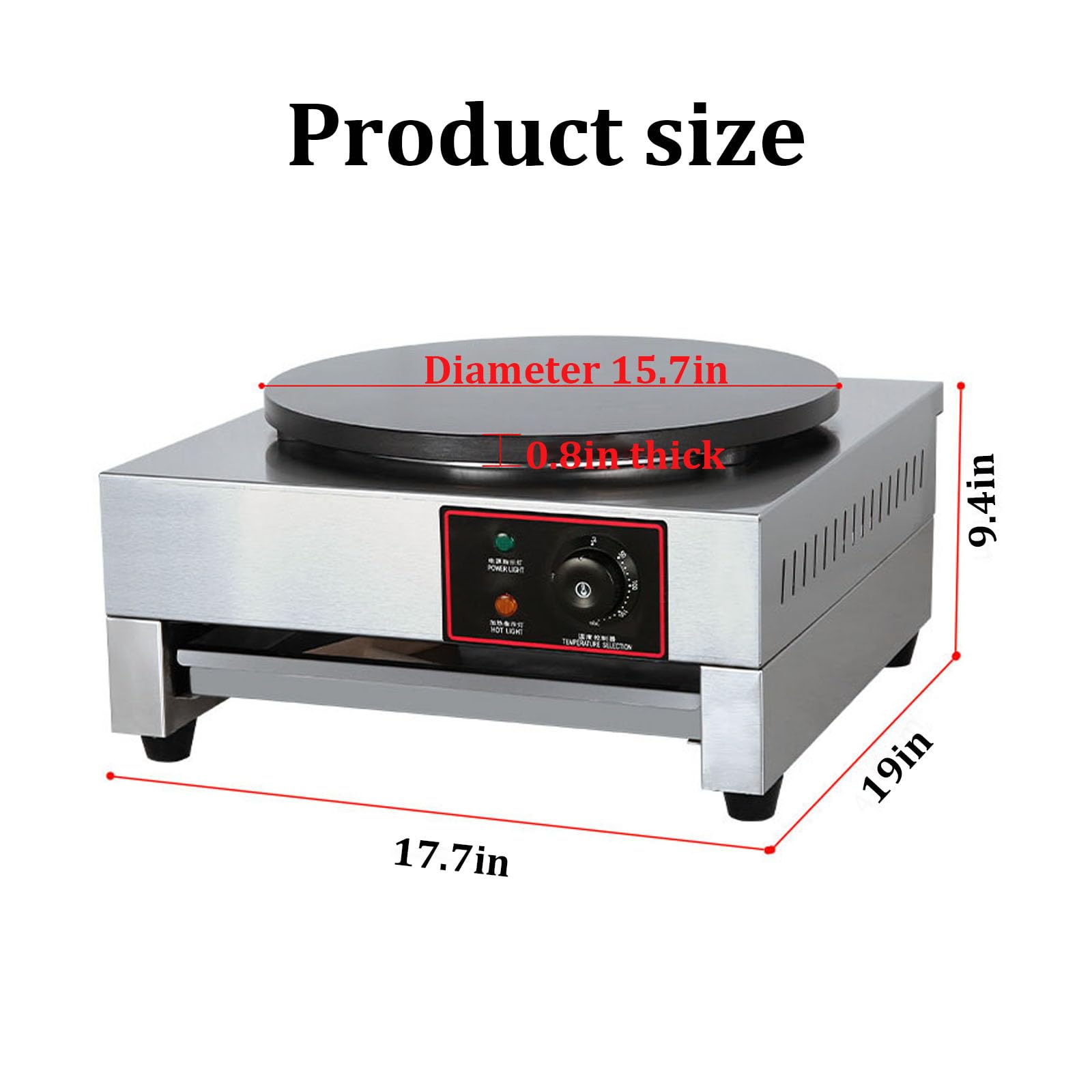 BNZCZY Commercial Single Head Stainless Steel Pancake Machine,Electric Pancake Maker Machine,Adjustable Temperature,Easy to Clean,for Restaurants, Snack Streets,Fast Food Restaurants,etc