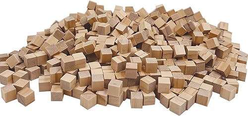 Miniatura 1 de Bloques de madera para manualidades, cubos de madera de 0.4 in, paquete de 500 bloques de madera lisos sin terminar, pequeños bloques de madera