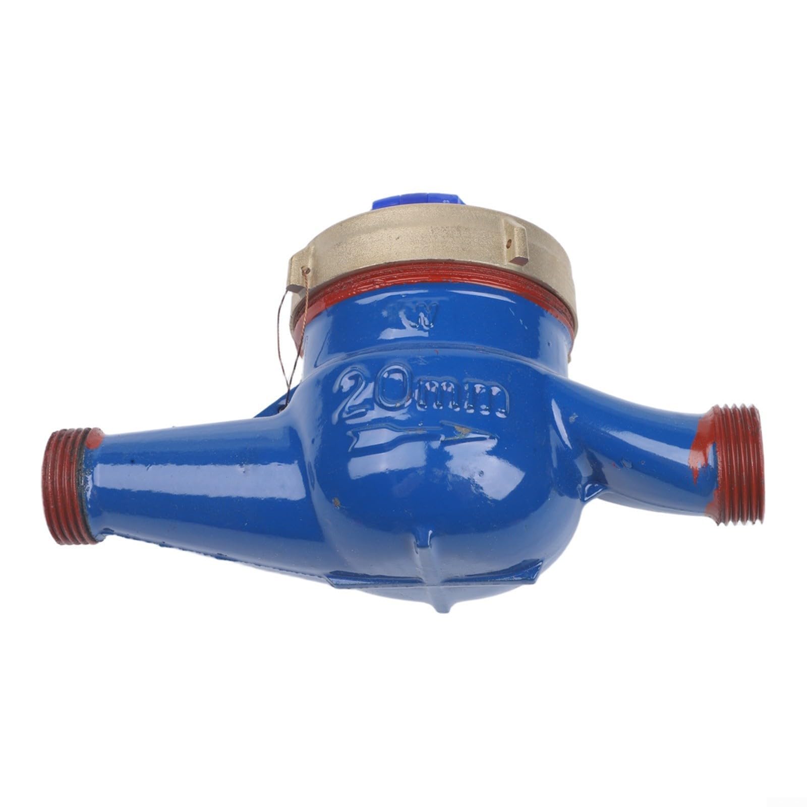 Compteur d'eau à fonctionnement à sec DN20 3/4", débitmètre numérique en cuivre complet avec filtre intégré, mesure précise pour la maison et le commerce, max 1,0 MPa, bleu (DN20)
