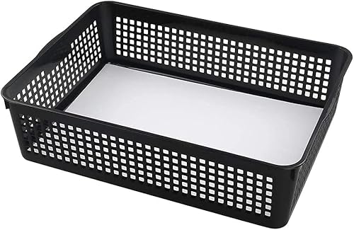 Miniatura 5 de CadineUS Paquete de 6 cestas de plástico A4, bandejas negras para oficina