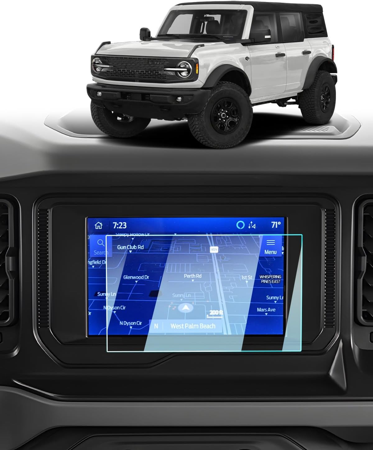 2021-2024 Ford Bronco Screen Protector – For Bronco (Base/Big Bend/Heritage/Outer Banks/Badlands/Heritage Limited) 8 Inch Touchscreen, 2024 Bronco Accessories 9H Tempered Glass Anti-Fingerprints