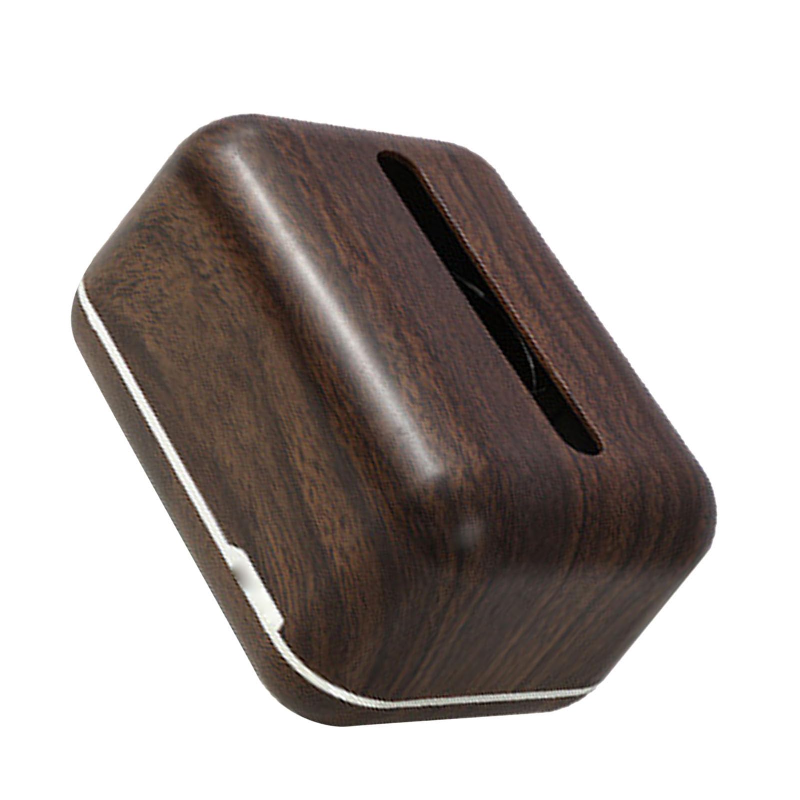 Pissente Tissue Box Cover Holder, ABS Material, Spring Loaded Magnetic Design, Modern Rectangular Napkin Facial Tissues Dispenser for Home Office Car (Walnut Color)
