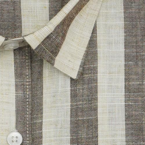 Image of GHPC Cotton Linen Striped Half Sleeves Regular Fit Formal Shirt for Men