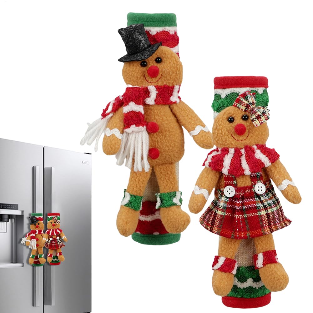 Housse poignée réfrigérateur Noël anti-tache pain d'épices protège poignée cuisine propre