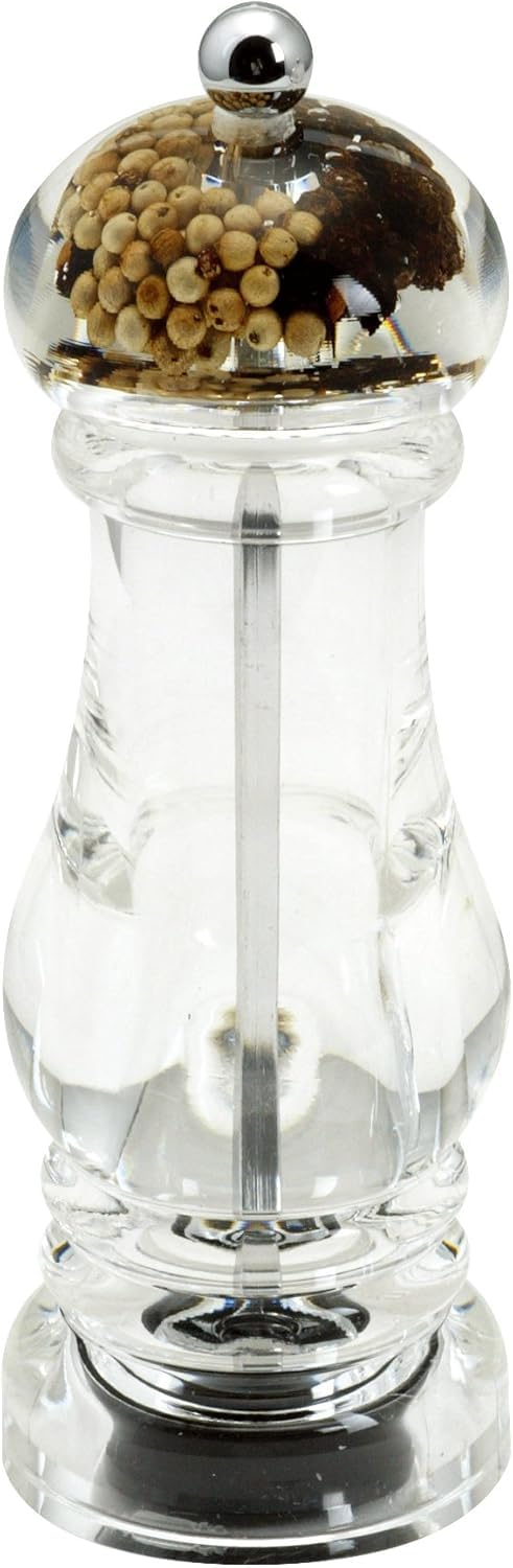 Acrylic Spice Grinder, Salt and Pepper Mill with Adjustable Coarseness-Clear, 18CM