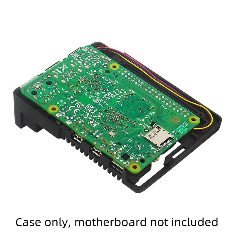 Obudowa chłodząca ze stopu aluminium do Raspberry Pi 5 z wbudowanym wentylatorem, powłoka ochronna rozpraszająca ciepło z kompozytową konstrukcją ABS do akcesoriów komputerowych z jedną płytą