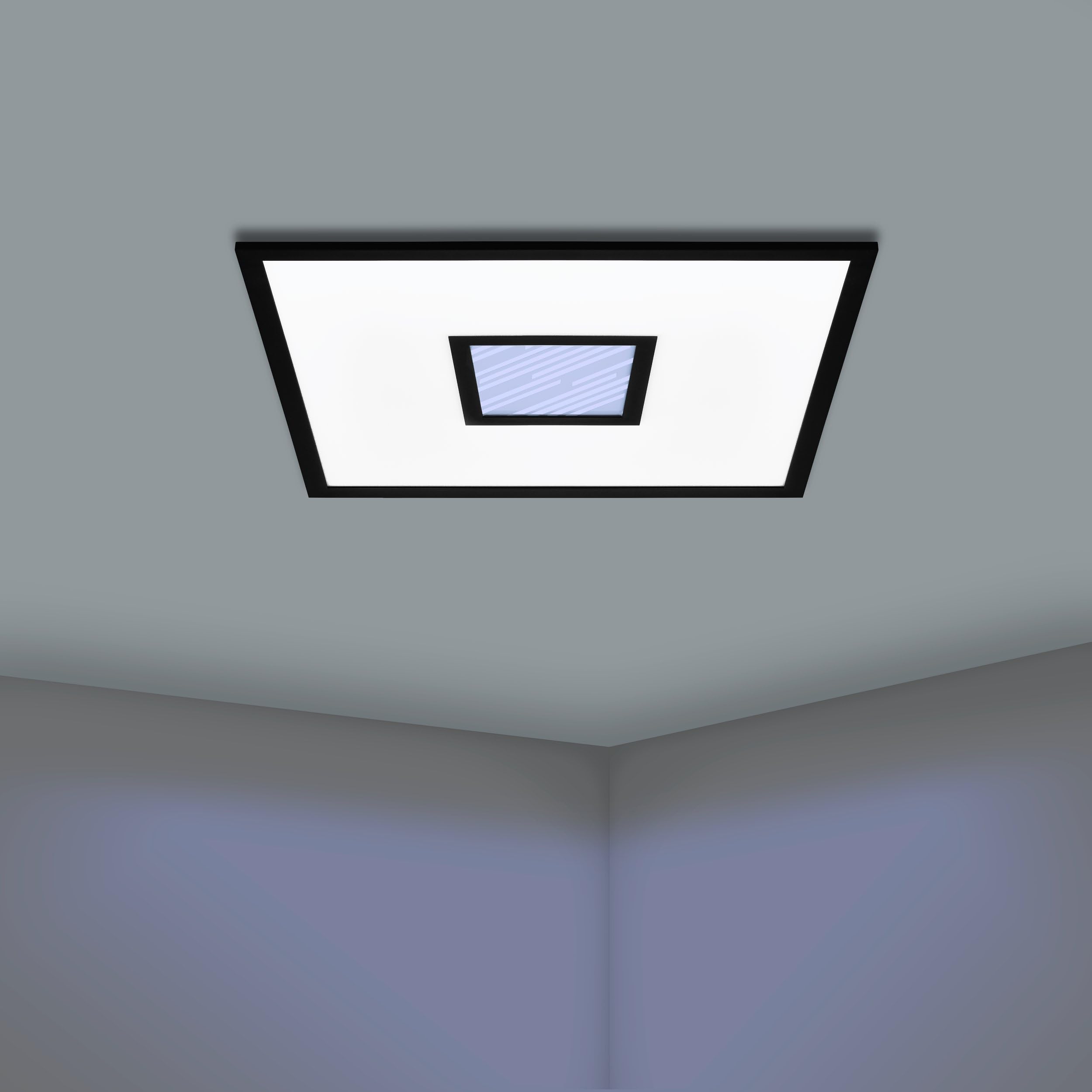 Eglo LED plafón Bordonara, luz regulable con mando a distancia, lámpara | de techo cuadrada metálica negro y plástico blanco, iluminación blanco-cálido – blanco-frío, RGB, 45x45 cm