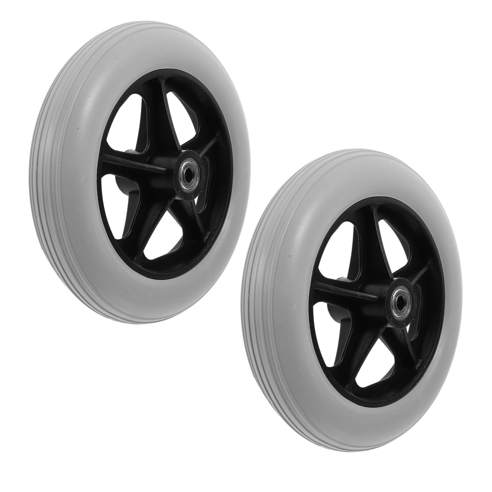 Angoily 2 Pezzi Ruote di Ricambio per Carrozzina Anteriore, Ruote in Plastico Resistenti All'usura Foro da 8mm per Carrelli e Deambulatori
